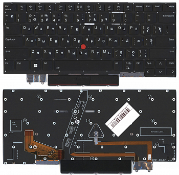 Клавиатура для ноутбука Lenovo Thinkpad X1 Carbon 10th Gen 2022 черная с подсветкой