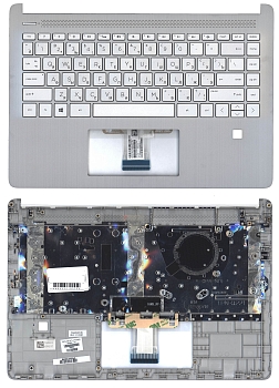 Клавиатура для ноутбука HP 14S-DQ, 14S-FQ топкейс серебро, с разбора