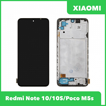 LCD дисплей для Xiaomi Redmi Note 10, 10S, Poco M5s с тачскрином в рамке (черный) 100% оригинал