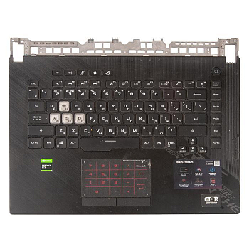 Клавиатура с топкейсом для ноутбука Asus ROG STRIX G15 G512LI (13NB01N3AP0101, 13N1-8PA0F01) с подсветкой, с тачпадом, чёрный (с разбора)