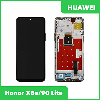 LCD дисплей для Huawei Honor X8a, 90 Lite (CRT-LX1, CRT-NX1) с тачскрином в рамке (черный) 100% ориг