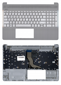 Клавиатура для ноутбука HP 15S-EQ, 15S-FQ топкейс серый с подсветкой