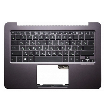 Клавиатура для ноутбука Asus X305FA черная, верхняя панель в сборе (серая)