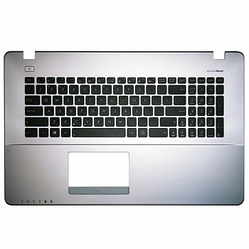 Клавиатура для ноутбука Asus X750JA, X750JB, X750LB, X750JN, R751JB, K750JB, черная, верхняя панель в сборе (серебряная)