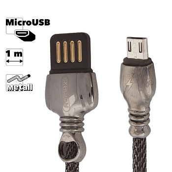 USB кабель REMAX RC-063m King MicroUSB, 1м, металл (черный)