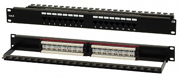 PP3-19-16-8P8C-C6-110D Патч-панель 19", 16 портов RJ-45, категория 6, UTP, 1U, с задним кабельным органайзером, , new Hyperline