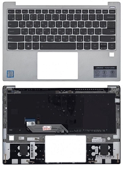 Клавиатура для ноутбука Lenovo Yoga S730-13IWL, черная топ-панель, серебристая