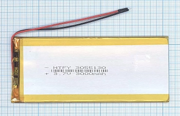 Аккумуляторная батарея Li-Pol (3x55x130мм), 2pin, 3.7В, 3000мАч