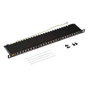 Патч-панель 19", 24 порта RJ-45, категория 5e, STP, 0.5U, компактная, LANMASTER, LAN-PPC24S5E