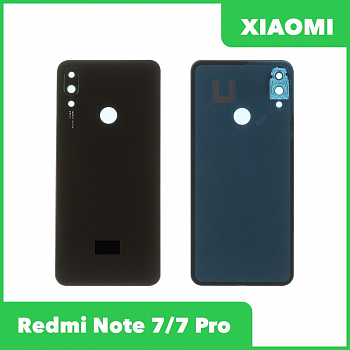 Задняя крышка для телефона Xiaomi Redmi Note 7, 7 Pro со стеклом камеры (черный)