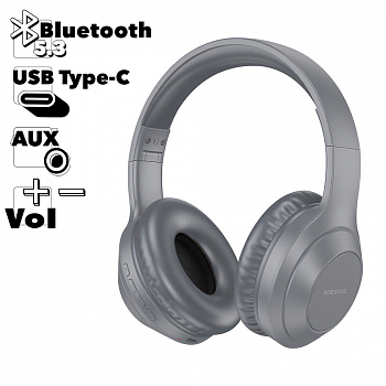 Bluetooth гарнитура BOROFONE BO20 Player BT 5.3, 3.5 мм, накладная (серый)