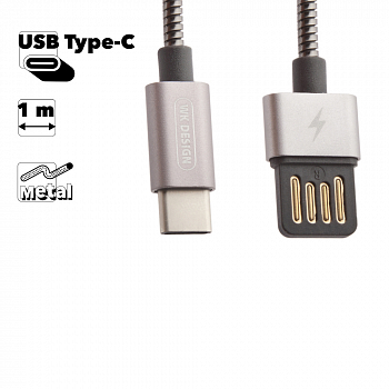 USB кабель WK WDC-039 Alloy Type-C, 1м, металл (черный)