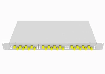 Кросс оптический стоечный 19", 24 ST/UPC адаптера, многомодовый, 1U, серый, укомплектованный, TopLAN