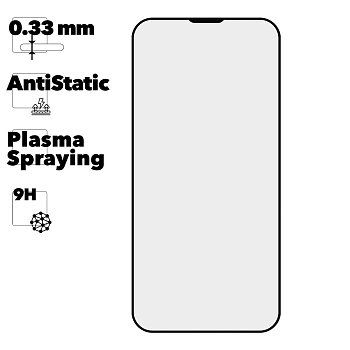 Защитное стекло Mr.cat для телефона iPhone 13 mini Anti-Static, Plasma Spraying черное (ударопрочное)