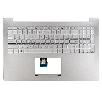 Клавиатура для ноутбука Asus N501JW с топкейсом, серебристый с подсветкой без крепления под HDD