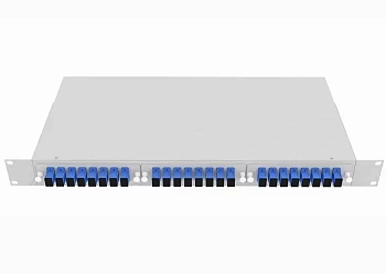 Кросс оптический стоечный 19", 24 SC/UPC адаптера, одномодовый, 1U, серый, укомплектованный, TopLAN